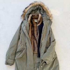 Abercrombie & Fitch Urban Olive Green 2-in-1 Parka with Faux Fur Vest (XS)